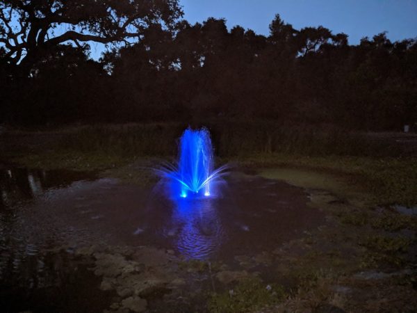 Pond Fountain with Light